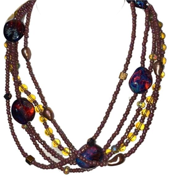 Stunning Multilayered Beaded Natural Stone Necklace with Toggle Clasp Closure - Picture 14 of 14